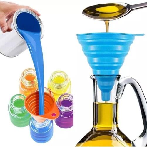1PC Mini Foldable Funnel Silicone Collapsible Funnel Folding Portable Be Hung Household Liquid Dispensing Telescopic Accessories