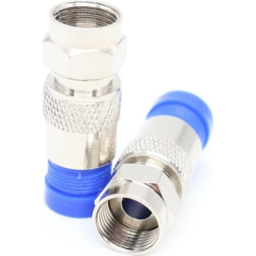 10Pcs RG6 Waterproof All-Copper Case Connector Coaxial Compression Squeeze F head Connect