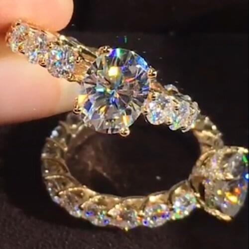 18K Au750 Yellow Gold Women Ring Moissanite Diamonds 1 2 3 4 5 Carat Oval Round Luxury Wedding Party Engagement Anniversary Ring