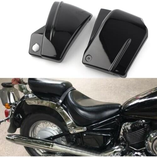 2Pcs Motorcycle Side Fairing Battery Cover Left & Right For Yamaha V-Star DragStar 650 XVS650 XVS650A Custom Classic Black