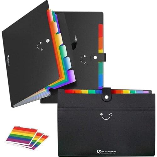 3Pcs Expanding File Folders, 13 Pockets & 7 Pockets File Organizer Accordion File Holder, A4 File Folder Organizer