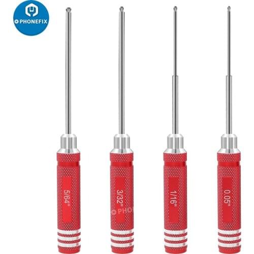 4Pcs 1.5/2.0/2.5/3.0mm Red Hex Screwdriver White Steel Allen Wrench Repair Tools Set For RC Drone Aircraft Model Car Repair Kit