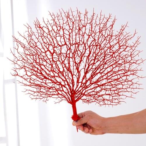 45cm Artificial Tree Branch White Coral Wedding Decorations Home Artificial Peacock Coral Branches Plastic Dried Branch