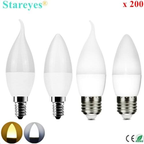 Free shipping 200 pcs E14 E27 SMD2835 10 LED 3W LED candle light bulb lamp AC220V High Brightness LED Ceiling chandelier light