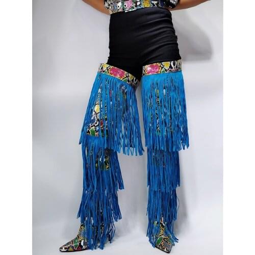 Botas Altas Mujer Blue Tassel Overknee Thigh High Boots Female High Heels Crotch Waist Botas Rome Shoes Woman Real Photo Size47