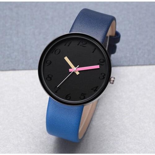 Unisex Faux Leather Strap Round Dial Candy Color Analog Quartz Wrist Watch Gift montre homme 2020 New Hot Sale