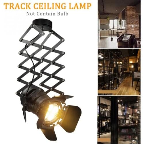 E27 Exhibition Hall Iron Art Bedroom Track Ceiling Lamp Bar Retro Industrial Hotel Telescopic Spotlight High Power Adjustable