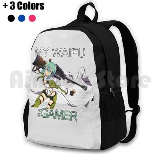 Sinon Waifu Inspired Anime Shirt Outdoor Hiking Backpack Riding Climbing Sports Bag Anime Manga Waifu Laifu Sinon Shion Asada