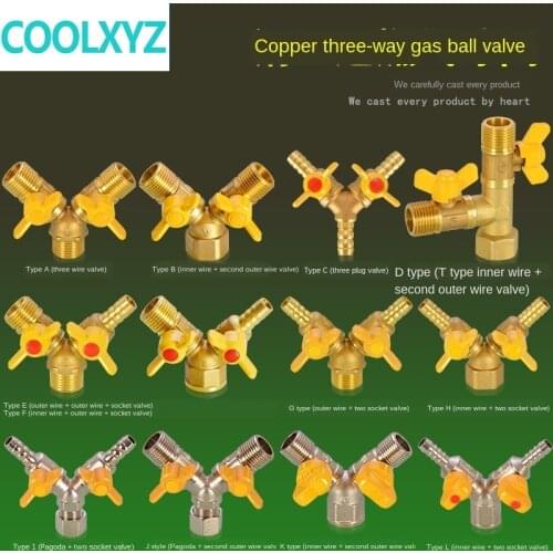 Pipe Fittings 1/2 IN ball valve fittings liquefied gas gas pipeline valve switch copper rod copper core tee socket connector