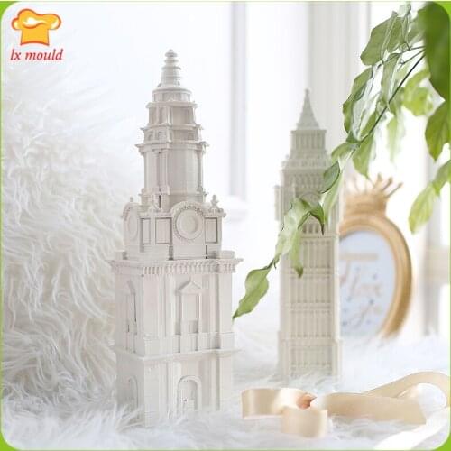 European Style Building Home Decoration Mould Big Ben Candle Silicone Molds St. Pauls Cathedral Plaster Craft Silicone Moulds