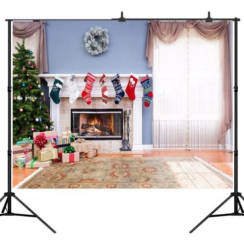 Lyavshi background for photo studio Christmas fireplace wreath carpet winter window photography backdrop photocall photoshoot