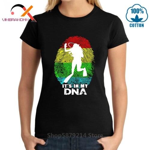 Dive Gift Tshirt Creative Design Its My DNA Fingerprint T-shirt woman SCUBA Diving Snorkel Ocean Oxygen Atoll Dive Lover Tees