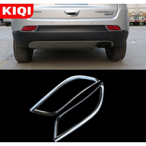 KIQI Chrome Rear Car Fog Lights Decoration Cover Trim Back Fog Lamps Sticker Fit for Jeep Compass 2th 2017 - 2020 Accessories
