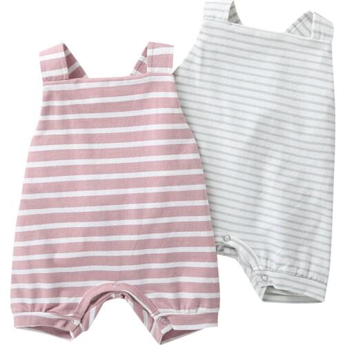 0-2Yrs Striped Clothes Soft Infant Kids Sleeveless Bodysuits Summer Kids Girls Clothing Outfits