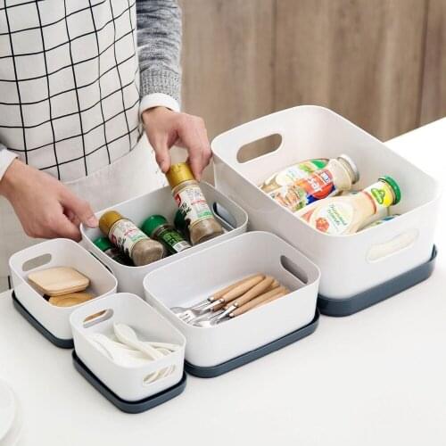 OTHERHOUSE Kitchen Storage Containers Box Condiment Cosmetics Holder Sundries Storage Basket Case Bathroom Makeup Organizer
