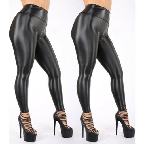 New Hot Summer Fashion Girls Female Lady Shiny Bling Faux Patent Leather Stretch Leggings Wet Look PVC Pants Trousers