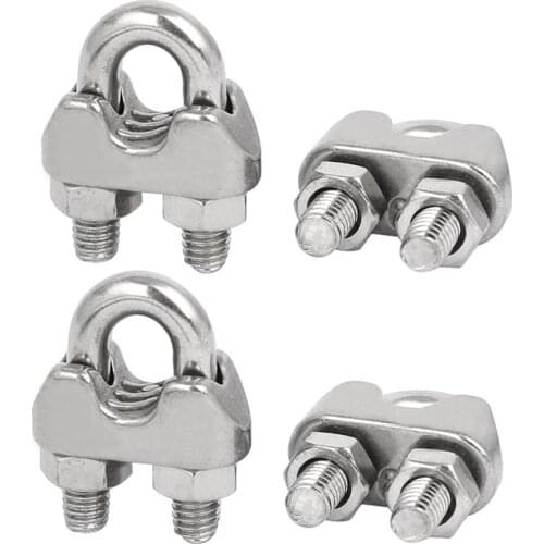 M6 1/4 Inch 304 Stainless Steel U-Shape Bolt Saddle Clamps Cable Wire Rope Clips 4 PCS