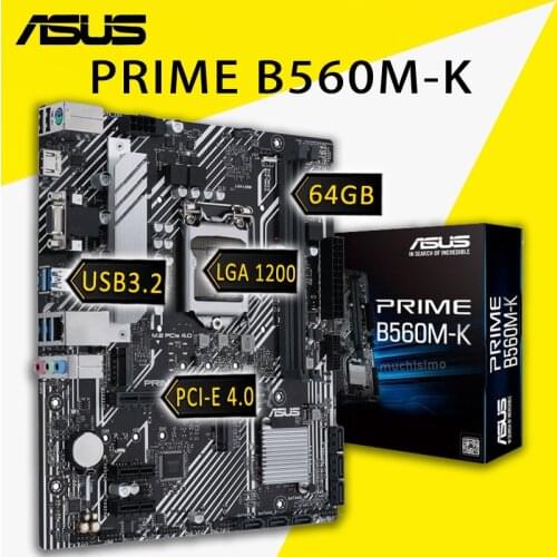 LGA 1200 Asus PRIME B560M-K Motherboard Support 10th/11th-Gen Intel CPU VGA Overlocking 64GB Intel B560 Placa-mãe 1200 CPU New