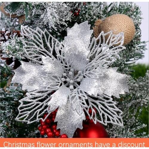 Multi-piece/Artificial Christmas Flower Glittering Fake Flower Christmas Tree Family Wedding Party Decoration diy Ornaments