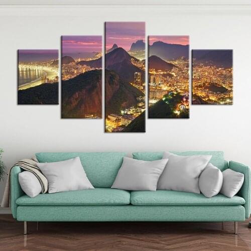 Modular Wall Painting on Canvas 5 Panels mountain city Pictures For Bedroom Minimalist Wall Art Prints Modern Poster Canvas Wall