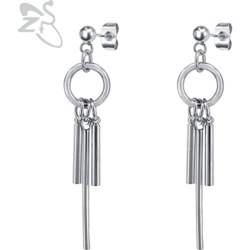 ZS 2019 Hot Sale Hip Hop Drop Earrings Male Steel Color Alloy Punk Rock Dangle Earring for Men Biker Jewelry Joyas para hombres