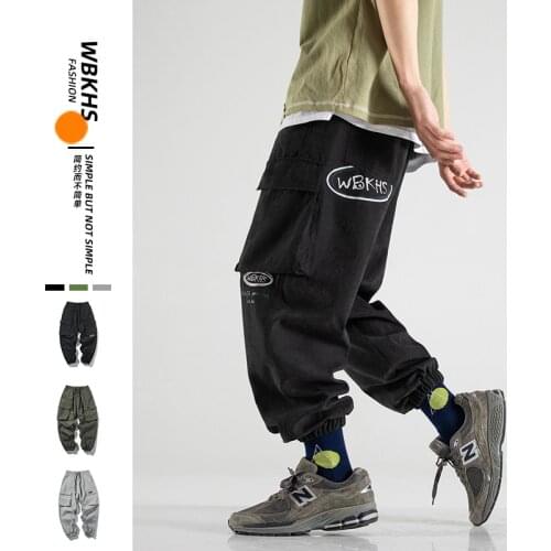 2021 Autumn Men Loose Casual Cargo Trousers Bunched Foot Harlan Pants