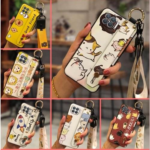 Cartoon Soft Phone Case For OPPO F17 Pro/Reno4 Lite/A93/Reno4F Soft Case Shockproof Lanyard