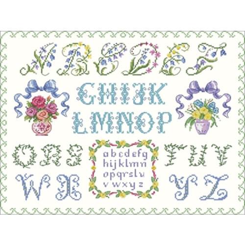 Simple vase alphabet flower alphabet counted 11CT 14CT 18CT Cross Stitch Sets DIY Cross-stitch Kits Embroidery Needlework