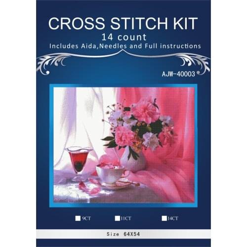 Oneroom Red tabel flowers Cross Stitch Embroidery Kits 14CT Owl Animal Tree Cotton Thread Painting DIY Needlework DMC