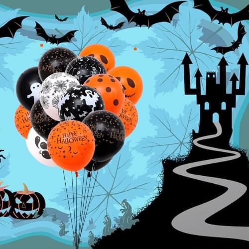 Behogar 10PCS/Set 12inch Latex Halloween Balloons Kit Pumpkin Happy Halloween Balloons Decoration Supplies Product Random Style