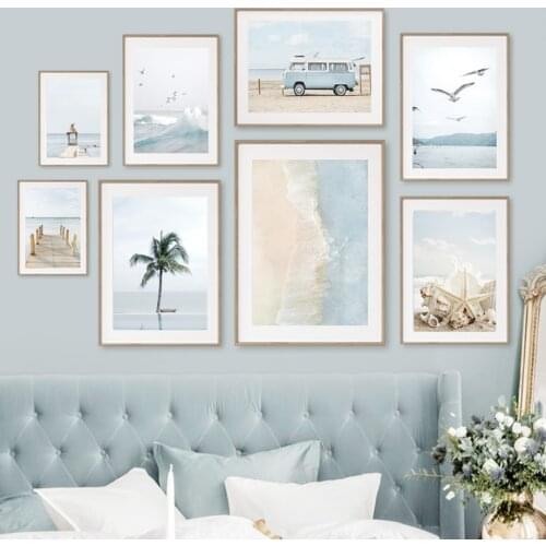 Seagull Coconut Tree Conch Starfish Beach Wall Art Canvas Painting Nordic Posters And Prints Wall Pictures For Living Room Decor