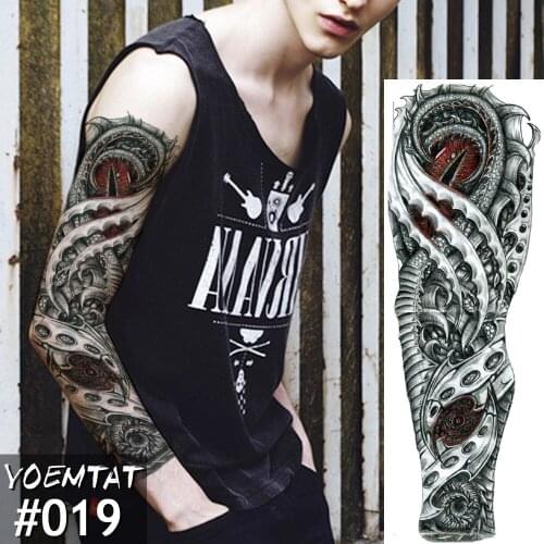 New 1 Piece Temporary Tattoo Sticker mechanical Full Flower Tattoo with Arm Body Art Big Large Fake Tattoo Sticker
