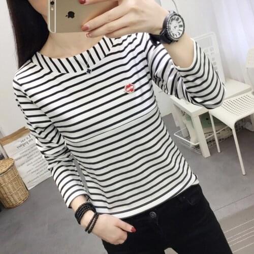 6308# Nursing Maternity Clothing Striped Cotton Loose Stylish T-Shirt for Pregnant Women Pregnancy Nursing Top