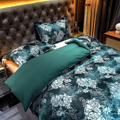 Luxury 3pcs Beddings Jacquard Soft Satin Silky Bedding Duvet Cover Pillowcase Set With Zipper Seal, Medium Size Double Bed Linen
