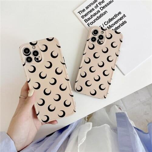 Silicone case for iphone 12 11 Pro Max XR XS phone cases iphone12 11Pro 7 8 Plus soft matte protector shell black moon cute capa