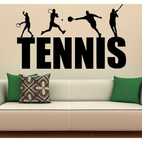 Tennis Wall Decal Ball Sports Game Vinyl Window Sticker Stadium Locker Room Bedroom Interior Decor Silhouette Wallpaper Art Q894