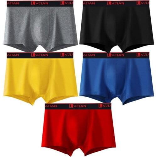Men Underwear 5pcs/Lot Boxer Elasticity Shorts Panties Solid Shorts Underpants Men Cotton Breathable Shorts Men L-3XL