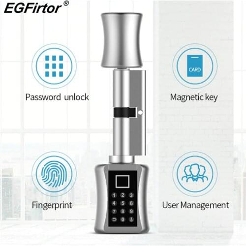4 In 1 Bluetooth Fingerprint Cylinder Lock Tuya APP Biometric Electronic Smart Door Lock Password Coded Keypad Keyless Door Lock
