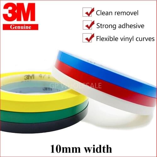 3M 471 premium perfomance strong vinyl tape length 33M bundle set for Decoration, Masking 10mm YELLOW BLACK BLUE WHITE RED GREEN
