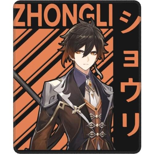 Zhongli Genshin Impact Vintage Mouse Pad Paimon Diluc Anime Game Non-Slip Mouse Mats Rubber Gamer Computer Laptop Pad