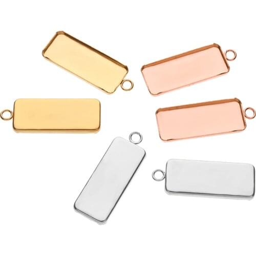 Xinyao 10pcs/lot 10X25mm Stainless Steel Rectangular Tray Pendant for Jewelry Making
