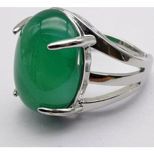 Green Veins Carnelian Stone Oval Bead GEM Finger Ring Jewelry Size 8-9 X278