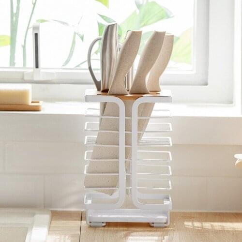 Iron Kitchen Scissors Knife Draining Holder With Tray Multifunctional Countertop Storage Rack