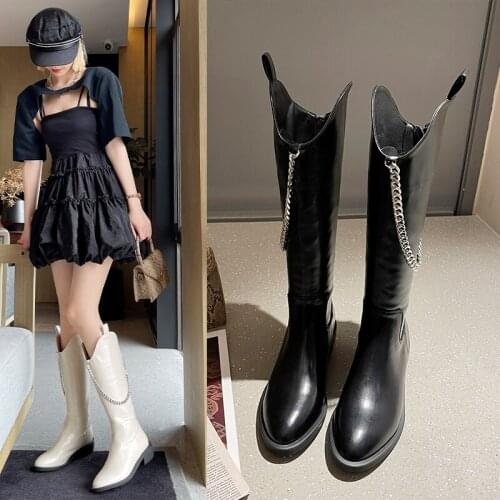 Women Low Heel Gothic Tall Lace Up Lolita Riding Shoes Knee High Boots Kawaii Winter Goth Lolita Martin Boots