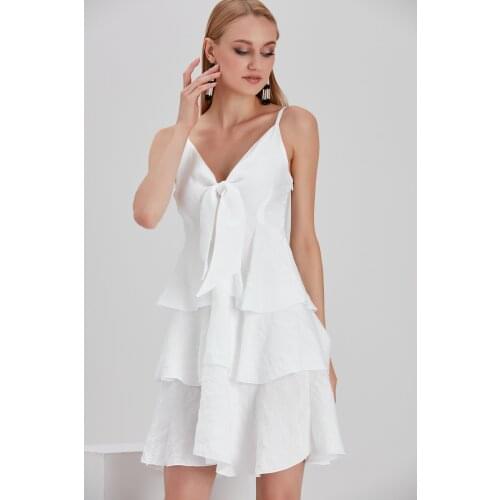 Womens White Front Gusset coat Pendant Woven Dress 2021 new season