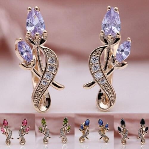 1 Pair Women All-match Rose Flower Shape Cubic Zirconia Long Dangle Earring Jewelry Accessory Wedding Party Jewelry brincos