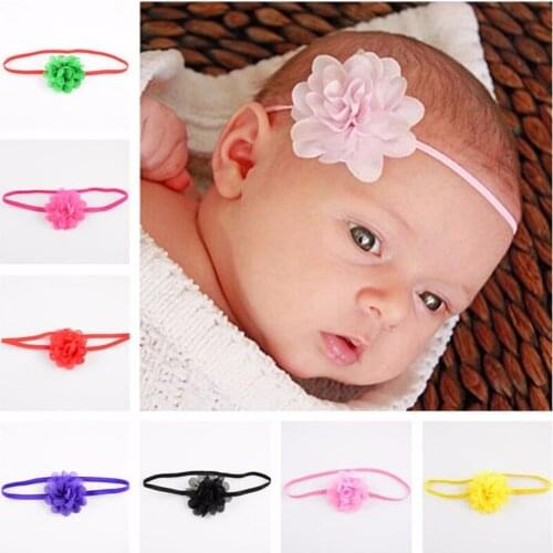 10Pcs Newborn Kids Girls Chiffon Flower Hair band Headband Headwear