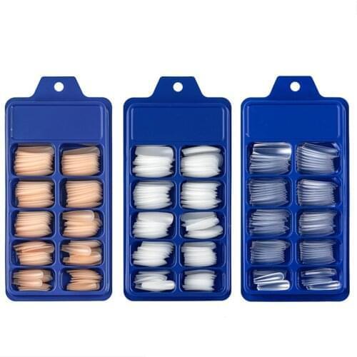 100PCS Fake Nails Long Half French Acrylic False Nail Fake Finger Polish Extension Tips Manicuring Tools Set For Women Wholesale