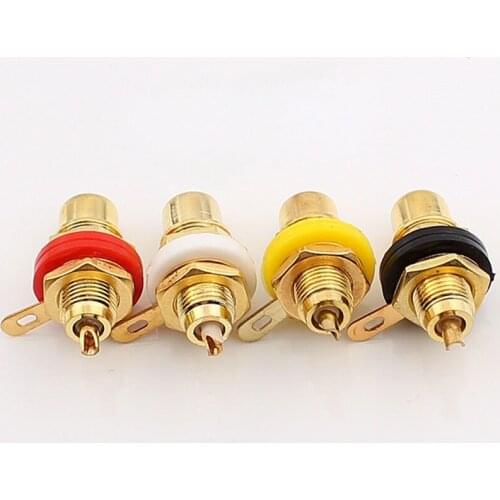 100pcs AV Lotus Seat (Copper Core) AV Audio Amplifier Plug RCA Connector Socket Fever Plug Terminal