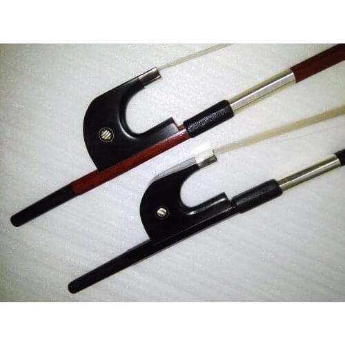 2 PCs German Style Double bass bow 4/4 Colored Shell Eye including 1 PC Octagonal Brazil Wood bow &1 PC Black Carbon Bass bow